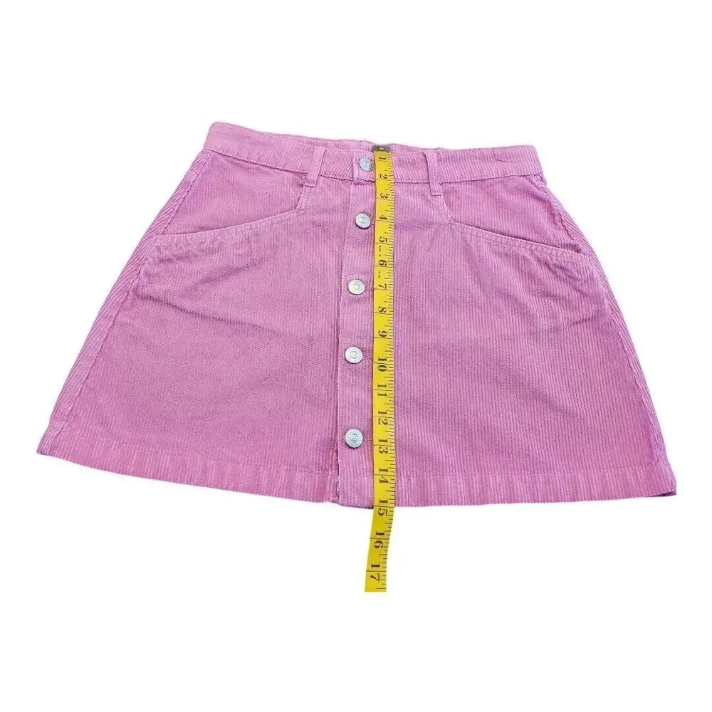 NWT FREE PEOPLE‎ Pink Frosting Button-Down Mini Skirt Size 8 Corduroy Pockets